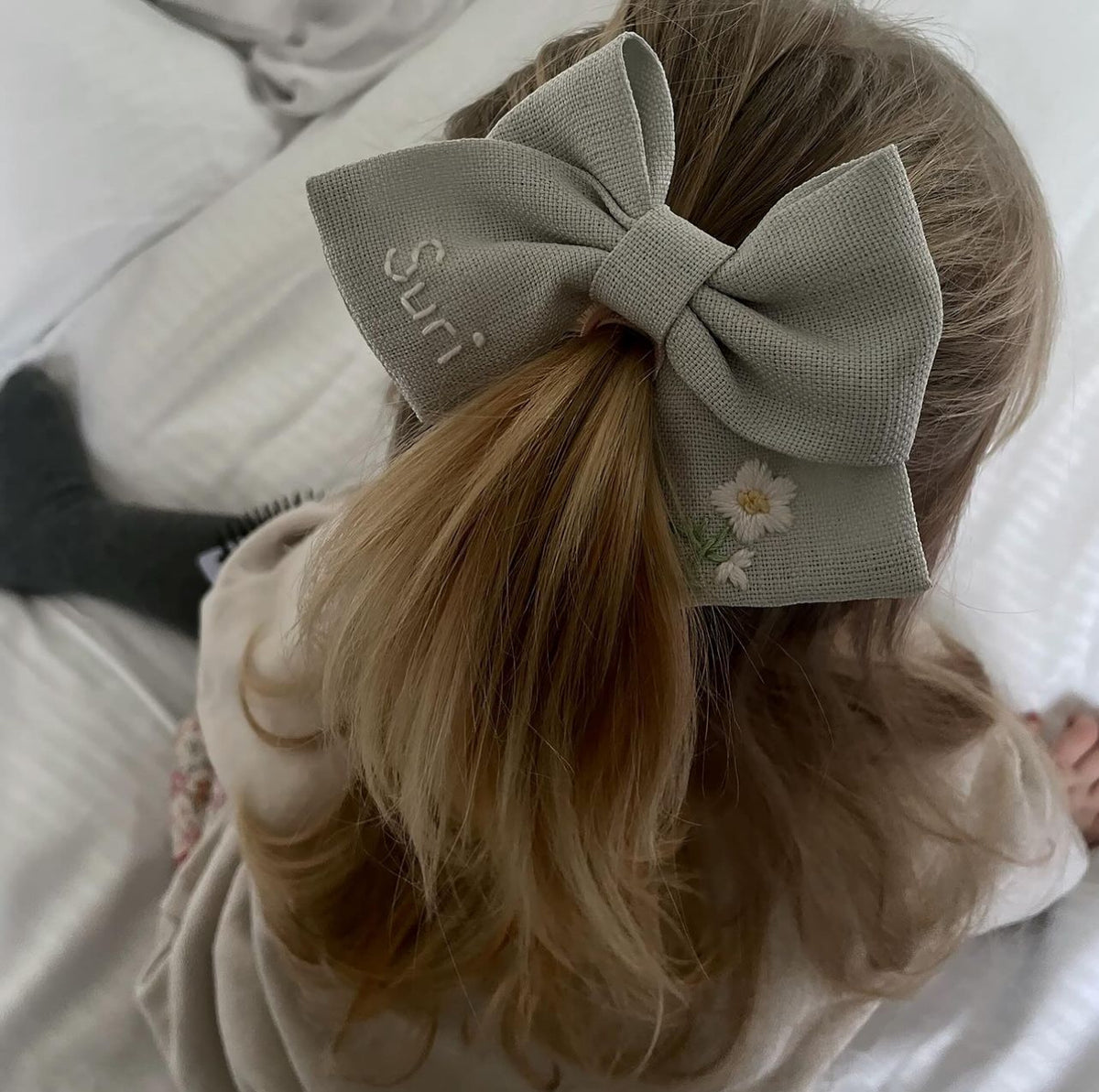 Name Embroidered Mini Hair Bows