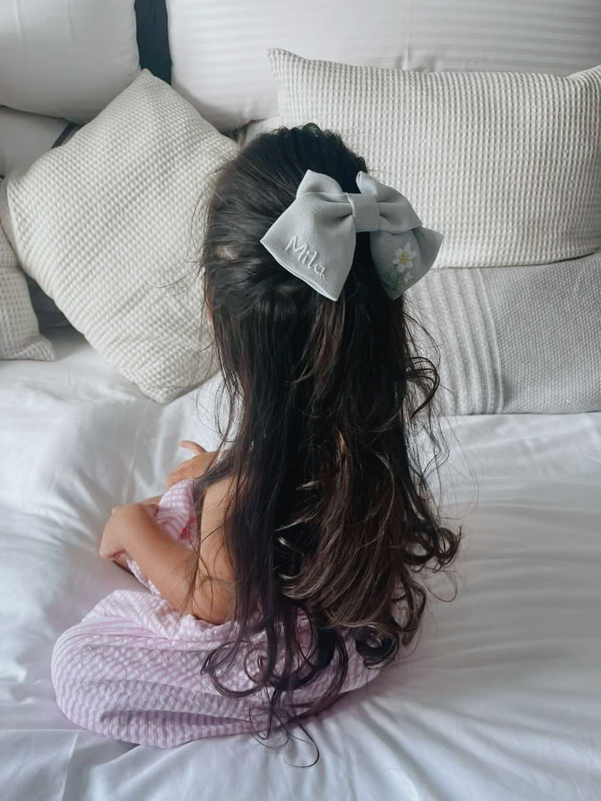 Name Embroidered Mini Hair Bows