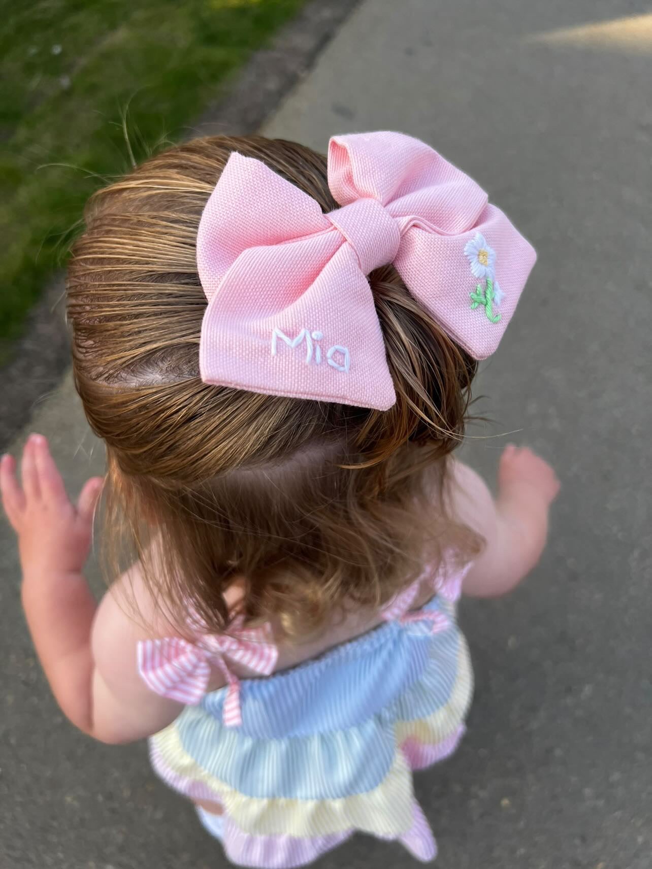 Name Embroidered Mini Hair Bows