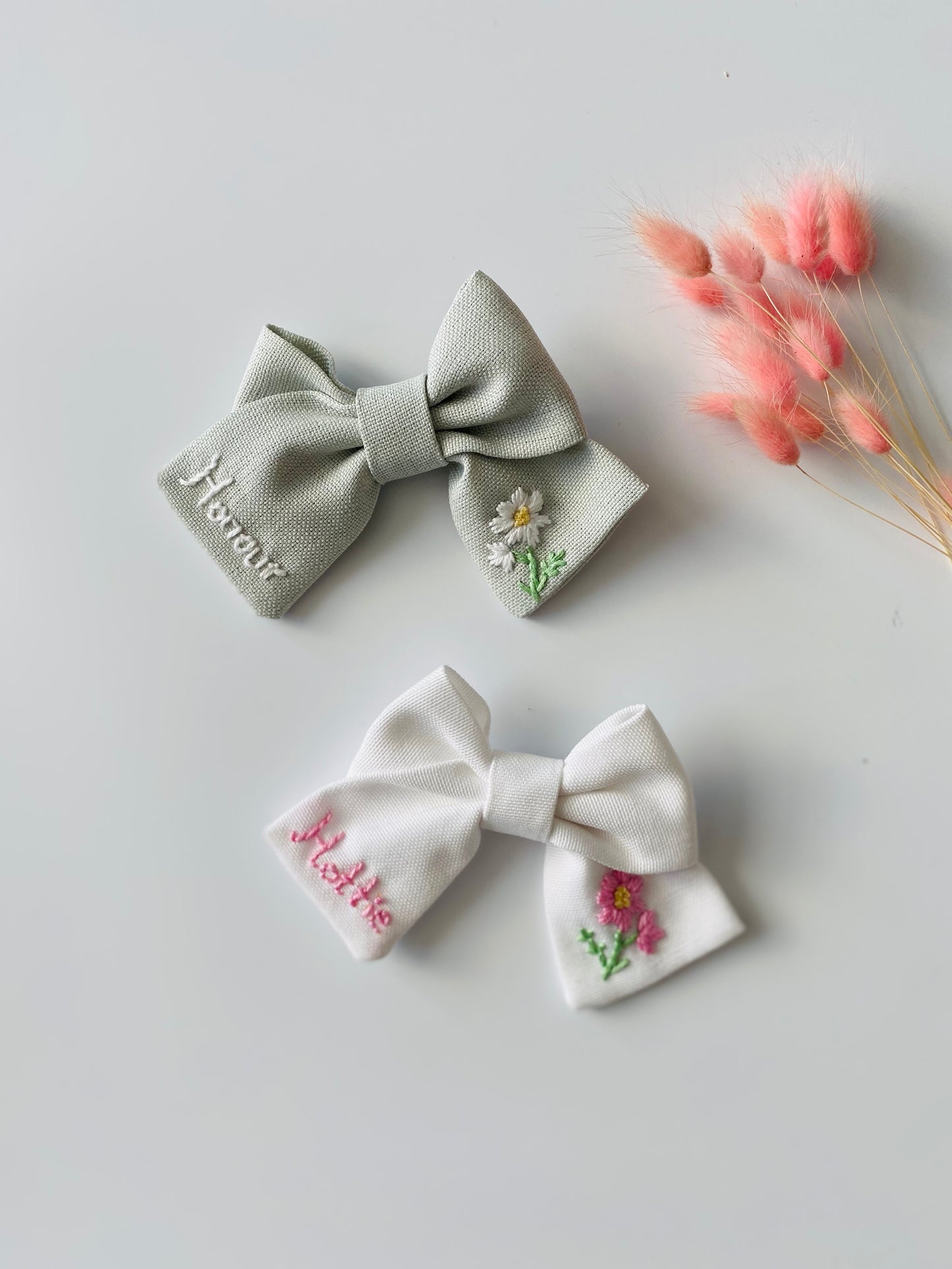 Name Embroidered Mini Hair Bows