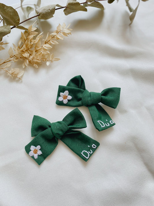 Monogrammed Pigtail Bow Set
