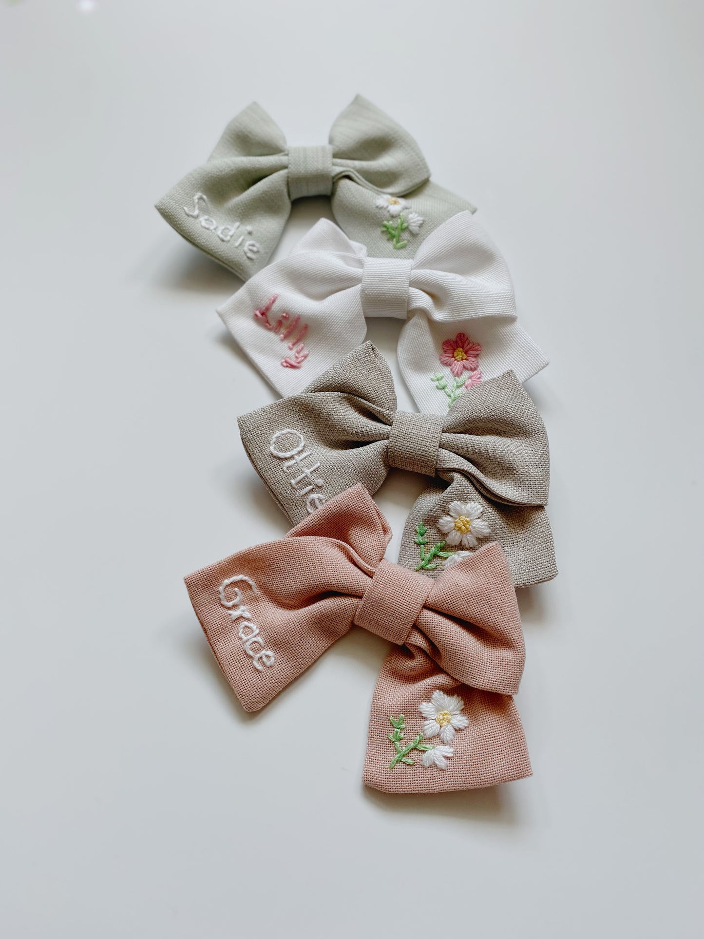 Name Embroidered Mini Hair Bows