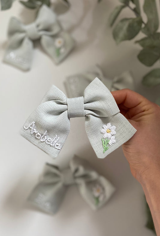 Name Embroidered Mini Hair Bows