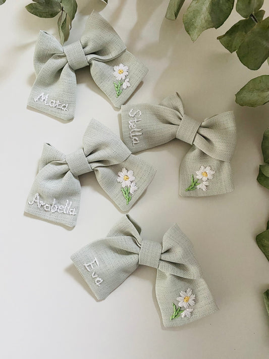 Name Embroidered Mini Hair Bows